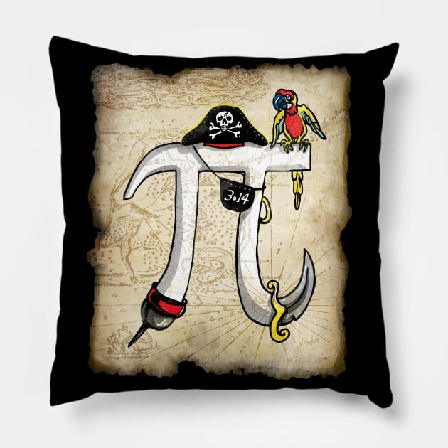 Fun Pi-rate Pirate Pi Day Treasure Map Pillow by Mudge