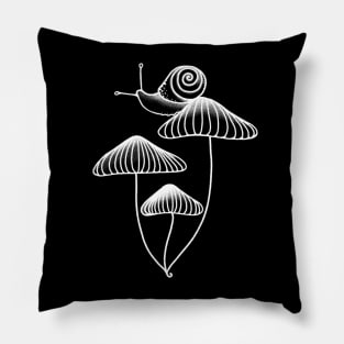 Snail Sitting On Mushrooms Pillow