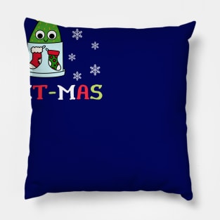 Merry Cact Mas - Hybrid Cactus In Christmas Themed Pot Pillow