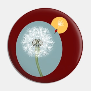 Dandelion puff with ladybug Pin