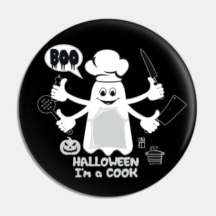 BOO Cook dressed as a GHOST - Funny Halloween Ghost Pin