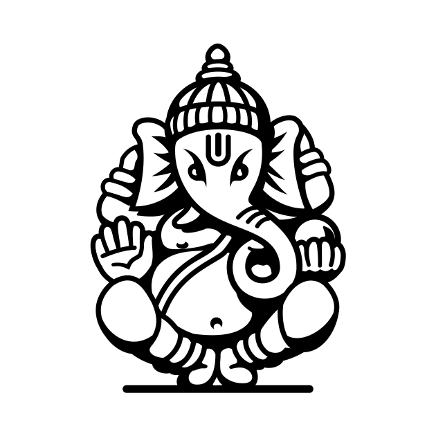 Ganesh Ganesa Ganapati Elephant 4 (black white) by Mystic-Land