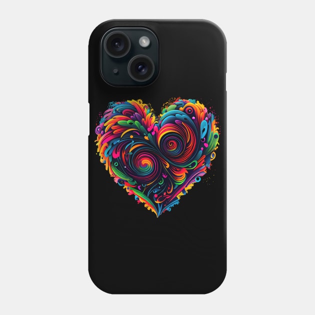 Heart in swirls of neon colors Phone Case by Art8085