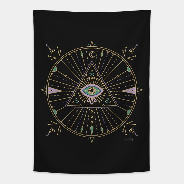 Evil Eye Mandala Tapestry by CatCoq