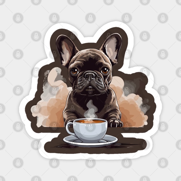 French Bulldog Drinking Coffee Magnet by Graceful Designs