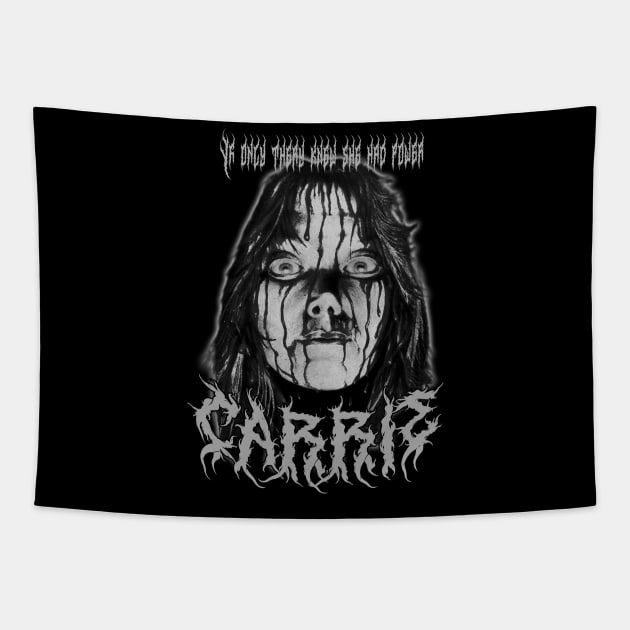 Carrie, Classic Horror, (Black Metal & White) Tapestry by The Dark Vestiary