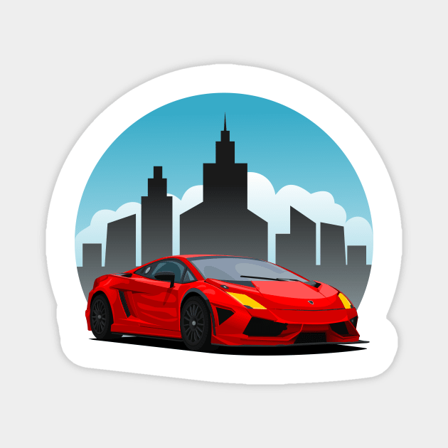 Red Lamborghini in the City Magnet by enha design