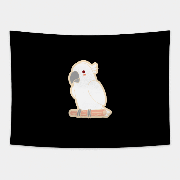 Cute Parrot - White Tapestry by vpessagno