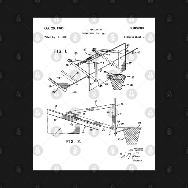 Basketball Patent - Basketball Player Coach Team Art - White by patentpress