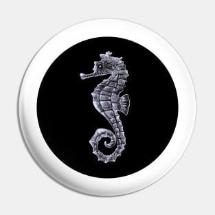 Silver Seahorse on Black Pin