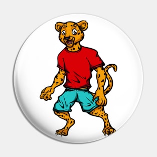 Cute Anthropomorphic Human-like Cartoon Character Leopard in Clothes Pin