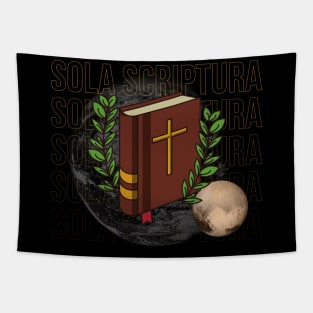 Sola Scriptura moon and bible simple Tapestry