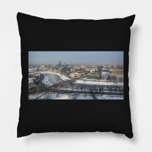 Snowy Vilnius and river Pillow