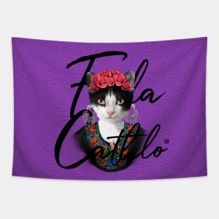 Grape TXB back Cat Frida Cathlo version of - Frida Kahlo Tapestry