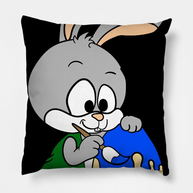 Gray slappy painted an Easter egg Pillow by Dominic Becker