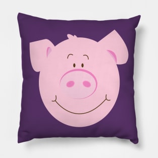 Cute Happy Pig - Purple Pillow