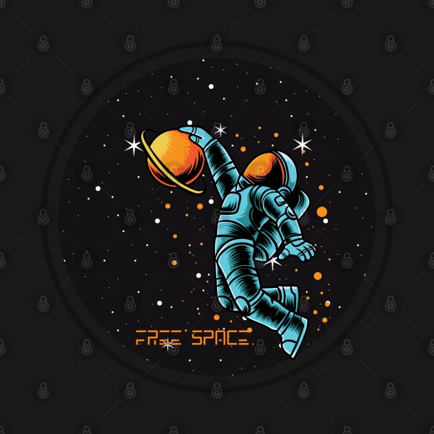 Astronaut in space with stars, planets and free space by Pictonom