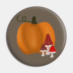 Pumpking and Mushrooms Pin