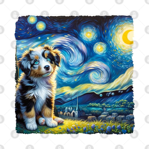 Starry Miniature American Shepherd Portrait - Dog Portrait by starry_night