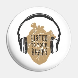 Listen To Your Heart. Motivational Quote.Creative Illustration Pin