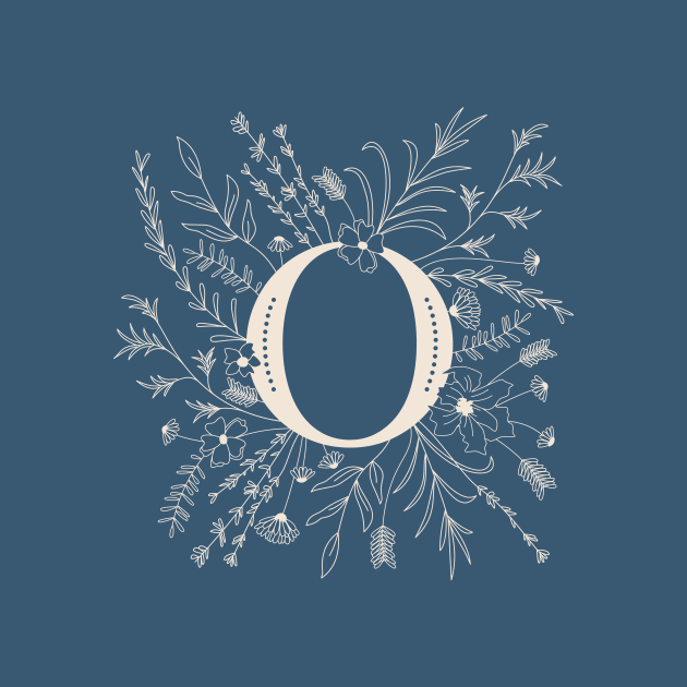 Botanical Letter O (Lake Blue) by Cascade Patterns