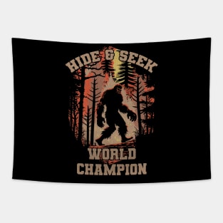 Retro Bigfoot Hide & Seek World Champion Tapestry