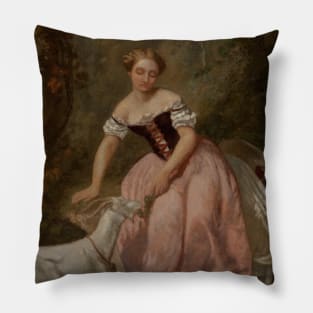 The Girl with the Goat by Adolphe Monticelli Pillow