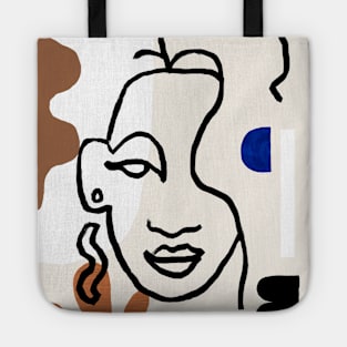 Line Art Faces Illustrations Abstract Artistic Shapes Tote