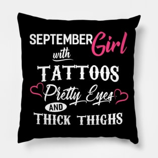 September Girl With Tattoos Pillow