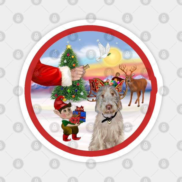 Santa Offers His Italian Spinone (wheaten colored) a Treat Magnet by Dogs Galore and More