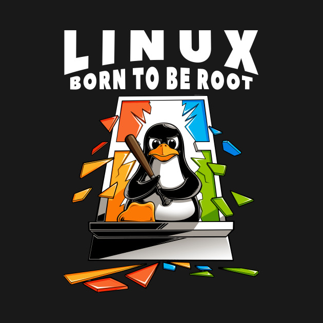 Linux - Tux Badass - BORN TO BE ROOT - Linux - T-Shirt