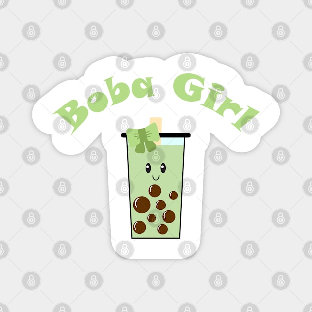 Boba Girl in Green Magnet by Kelly Gigi