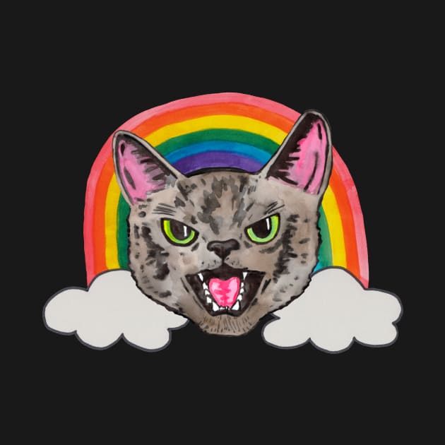 Kitty face with rainbow by deadblackpony