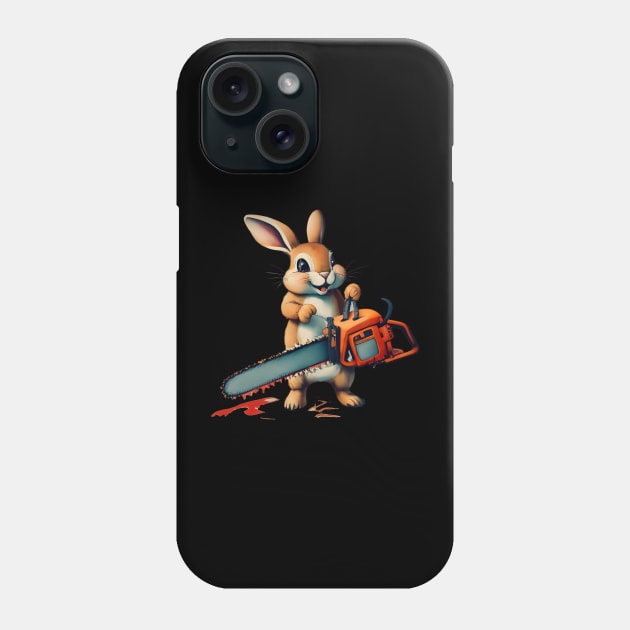 Cute Bunny with Chainsaw Phone Case by Psycho Slappy