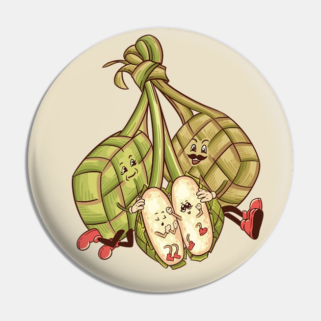 Ketupat Family Character Pin by illust_cheonsa