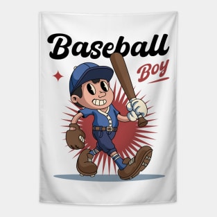 Funny Baseball Boy Tapestry