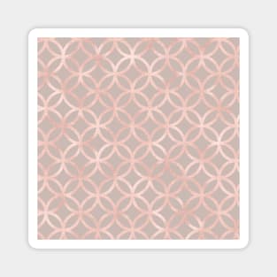 Abstract Pink Gray Metallic Circle Diamond Pattern Magnet