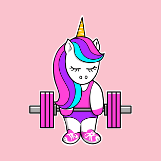 weightlifting unicorn, barbell unicorn, unicorn strong, fitness girl T-Shirt