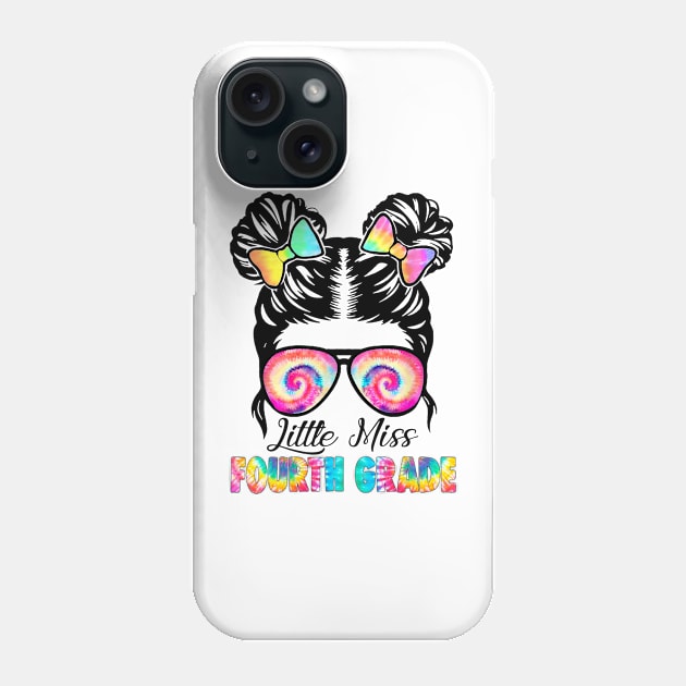 Little Miss Fourth Grade Messy Bun Girl Back To School Phone Case by Red and Black Floral