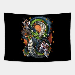 Japanese Dragon Samurai Battle Tapestry