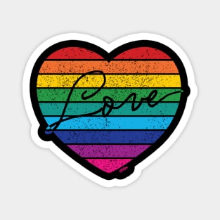 Retro Rainbow Love Heart Magnet