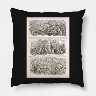 Victorian Pantomime Night By Phiz 1848 Pillow