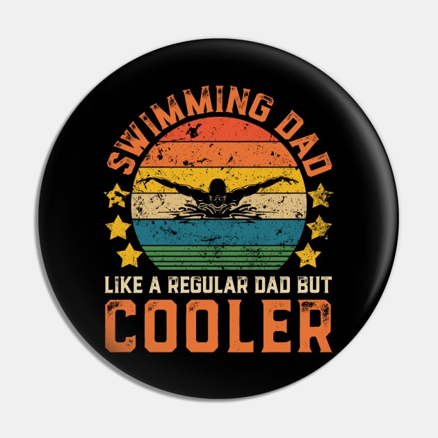 Swimming Dad Funny Vintage Swimming Father's Day Gift Pin by Damsin