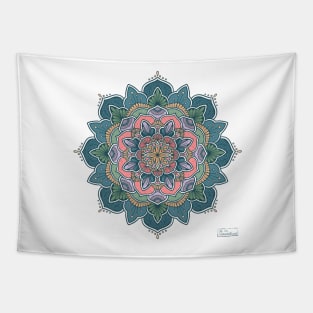 Serendipity green blue Mandala Tapestry