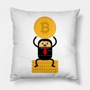 Businessman Earn Bitcoin Pillow