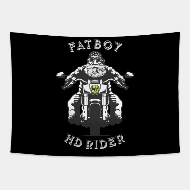 MOTORCYCLE BIKE RIDER - FATBOY RIDER Tapestry by Pannolinno