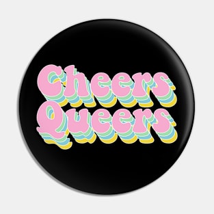 Cheers Queers Pastel Layered Lettering Font Pin