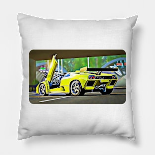 Diablo GT Cartoon Drawing Action Print Pillow