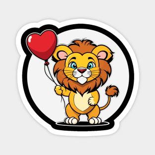 Lion Heart Balloon - Valentines Day Magnet