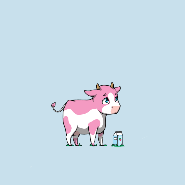 cute strawberry milk cow by BlackRabbitLabel